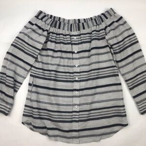 Fifteen Twenty Women's Size Medium  Off The Shoulder White Striped Blous…